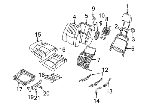 2001 Chevrolet Monte Carlo Front Seat Components Pad Asm, Passenger Seat Cushion Diagram for 12454289