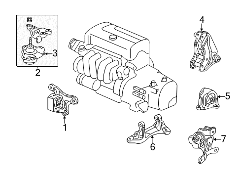 2002 Acura RSX Engine & Trans Mounting Bracket, Rear Engine Mounting Diagram for 50827-S7C-000