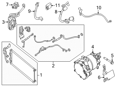2017 Nissan Leaf Air Conditioner Pipe-Front Cooler, High A Diagram for 92441-3NK0B