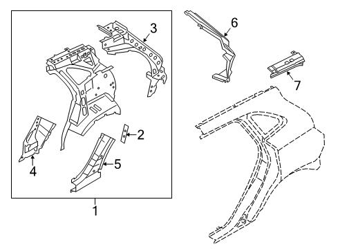 2016 Lincoln MKC Inner Structure - Quarter Panel Lower Filler Diagram for EJ7Z-78278D72-A