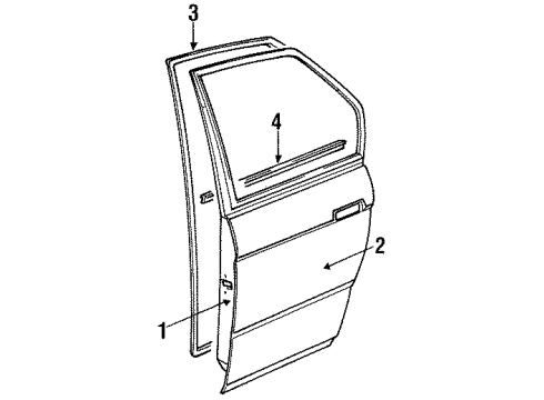 1990 Nissan Stanza Rear Door Seal Rubber-Rear Door, LH Diagram for 82835-51E00