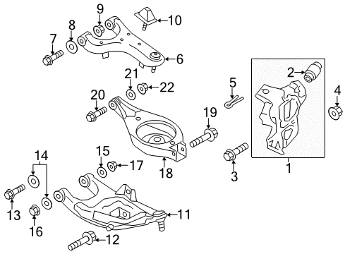 2013 Infiniti QX56 Rear Suspension Components, Lower Control Arm, Upper Control Arm, Ride Control, Stabilizer Bar Bound Bumper Diagram for 55240-1LA0A