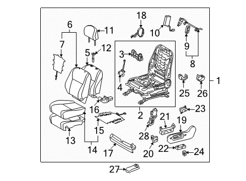 2011 Toyota Highlander Driver Seat Components Headrest Guide Diagram for 71930-44020-B2