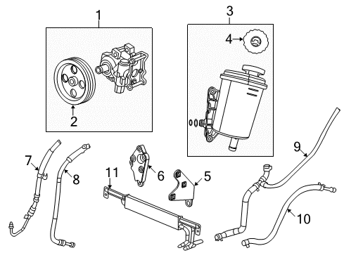 2011 Ram 2500 P/S Pump & Hoses Hose-Power Steering Return Diagram for 68031953AC