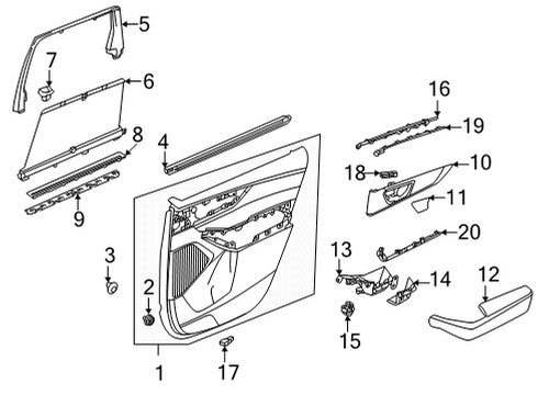 2022 Acura MDX Interior Trim - Rear Door Armrest Passenger Side (Alluring Ecru) Diagram for 83703-TYA-A11ZA