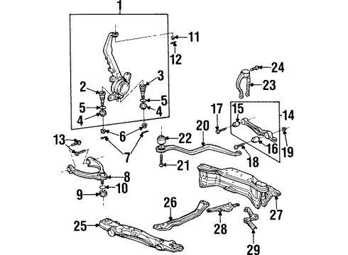 2000 Honda Prelude Front Suspension Components, Lower Control Arm, Upper Control Arm, Stabilizer Bar Arm, Right Front (Lower) Diagram for 51355-S30-N20