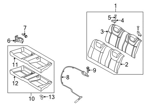 2012 Hyundai Genesis Coupe Rear Seat Components Cushion Assembly-Rear Seat Diagram for 89100-2M050-MAB