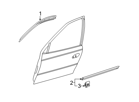 2006 Pontiac GTO Exterior Trim - Door Molding-Front & Rear Side Door Opening Frame Reveal Diagram for 92093573