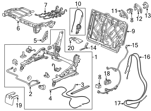 2014 Acura MDX Tracks & Components HARNESS ASSY., L. MIDDLE SEAT Diagram for 81768-TZ5-A40