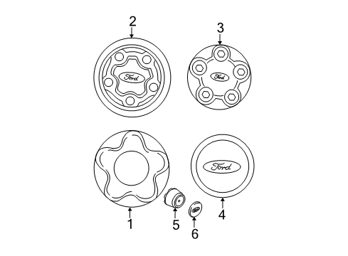 2008 Ford Ranger Wheel Covers & Trim Wheel Cap Diagram for 7L5Z-1130-A