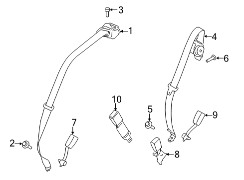 2016 Lincoln MKC Seat Belt Outer Buckle Diagram for EJ7Z-7860045-AA