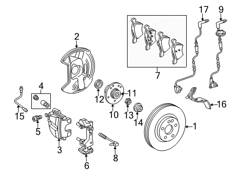 2006 Chrysler Crossfire Front Brakes Brake Rotor Diagram for 5098063AA