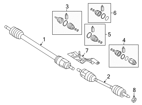 2017 Hyundai Sonata Drive Axles - Front Joint & Boot Kit-Front Axle Wheel Diagram for 49580-E6050