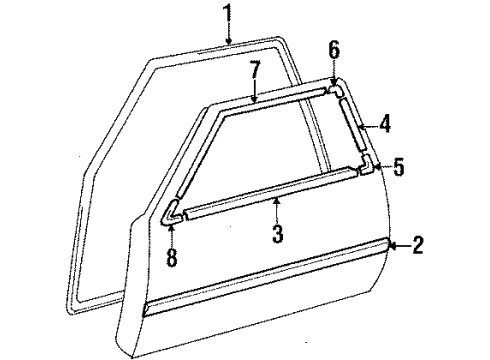 1985 Toyota Corolla Door & Components Frame Molding Diagram for 75751-12140