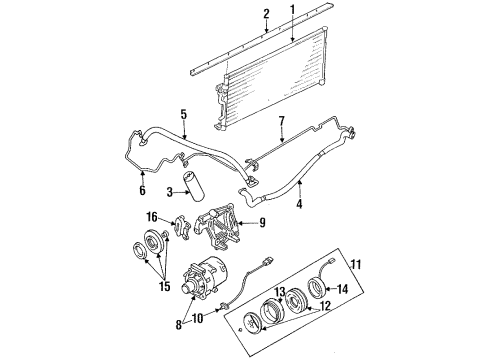 1995 Eagle Summit Condenser, Compressor & Lines, Evaporator Components COMPRES0R-Air Conditioning Diagram for MR360234