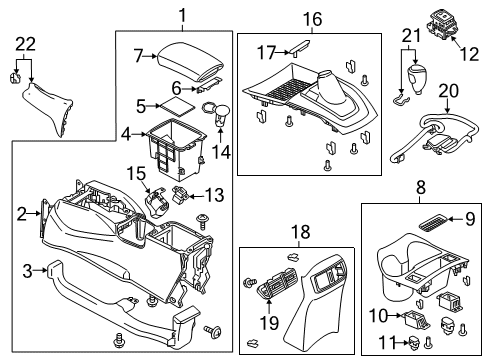 2017 Nissan Rogue Sport Center Console Body-Console Diagram for 96911-6MA0A