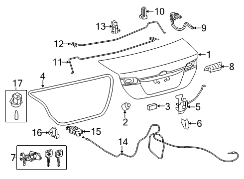 2013 Toyota Camry Trunk Lid Torsion Bar Diagram for 64531-06192