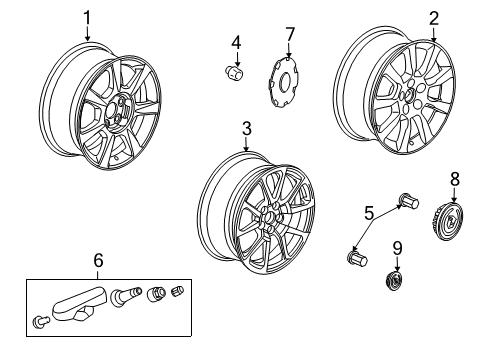 2013 Cadillac CTS Wheels, Covers & Trim Wheel Diagram for 22864508