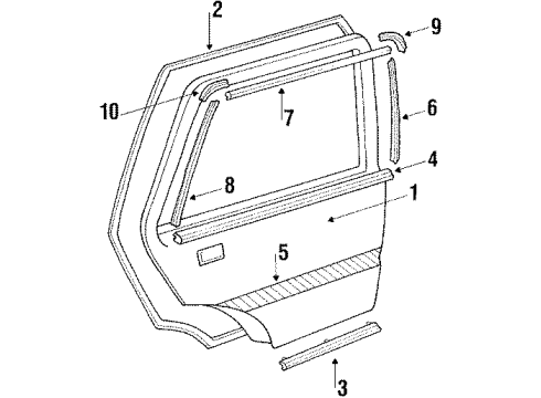 1989 Mitsubishi Precis Rear Door Weatherstrip Assembly-Rear Door Lower LH Diagram for 83130-21101