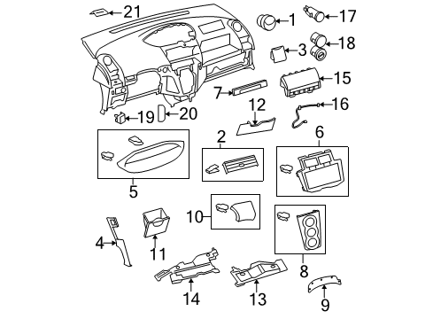 2008 Toyota Yaris Cluster & Switches, Instrument Panel Hole Cover Diagram for 55446-52060-B0