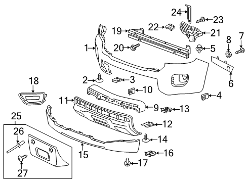 2017 Chevrolet Colorado Front Bumper Side Bracket Diagram for 23467532