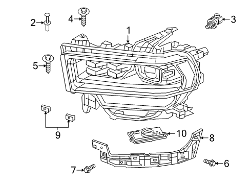 2022 Ram 2500 Headlamp Components ACTUATION Diagram for 68448767AA
