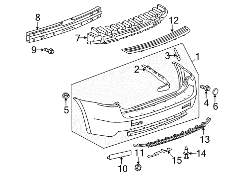 2009 Chevrolet Equinox Rear Bumper Grille-Rear Bumper Fascia Center Diagram for 15223516