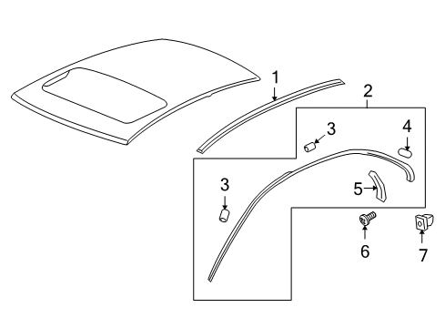 2012 Acura RL Exterior Trim - Roof Gasket A Diagram for 72426-SJA-A01