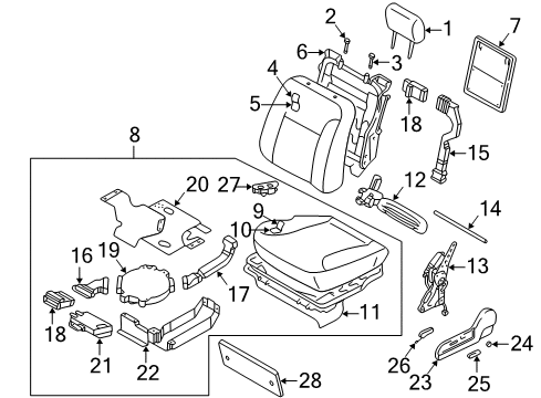 2004 Infiniti Q45 Power Seats Pad-Front Seat Cushion Diagram for 87361-AR410