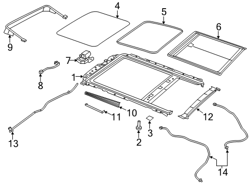 2016 Chrysler 200 Sunroof Cover Kit-SUNROOF Mechanism Diagram for 68350294AA