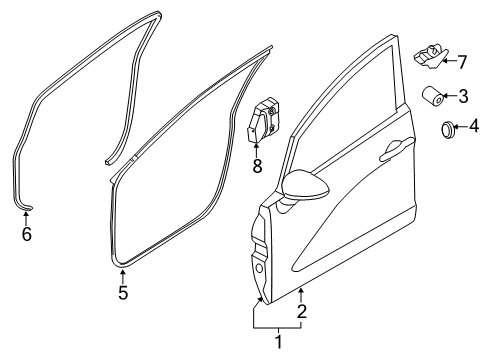 2017 Kia Rio Front Door WEATHERSTRIP-Front Door Body Side Diagram for 821101W001