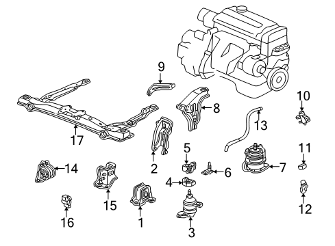 2001 Honda Accord Engine & Trans Mounting Stay, RR. Engine Bracket (AT) Diagram for 50828-S84-003