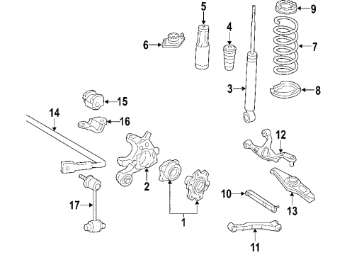2008 Hyundai Azera Rear Suspension Components, Lower Control Arm, Upper Control Arm, Stabilizer Bar Shock Absorber Assembly-Rear Diagram for 55311-3L630
