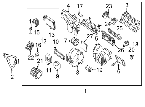 2010 Nissan Sentra A/C Evaporator & Heater Components Heating Unit Assy-Front Diagram for 27110-ET00A