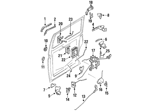 1993 Nissan Quest Side Loading Door - Lock & Hardware Inside Handle Assembly, Right Diagram for 82670-0B000