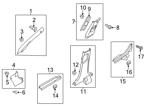 2015 Kia Optima Interior Trim - Pillars, Rocker & Floor Trim Assembly-Front Pillar Diagram for 858104U000UP