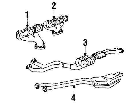 1993 BMW 325i Exhaust Manifold Exhaust Manifold, Front Diagram for 11621716736