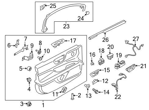 2020 Lincoln Continental Interior Trim - Front Door Door Trim Panel Nut Diagram for GD9Z-54237A02-A