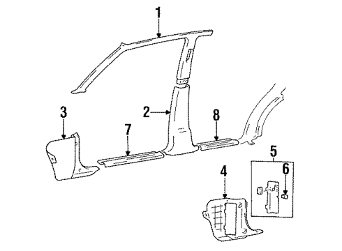 1996 Hyundai Sonata Interior Trim - Pillars, Rocker & Floor Trim-Cowl Side LH Diagram for 85823-34103-AQ