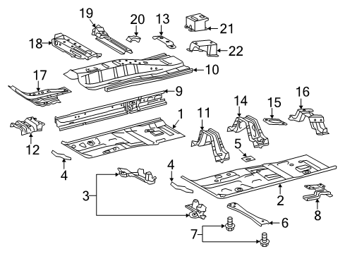 2012 Scion tC Pillars, Rocker & Floor - Floor & Rails Center Floor Pan Diagram for 58113-21900