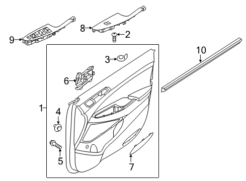 2016 Hyundai Tucson Interior Trim - Front Door Weatherstrip-Front Door Belt Inside LH Diagram for 82231-D3000