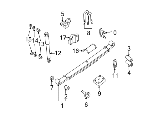 2001 Nissan Xterra Rear Suspension Components, Stabilizer Bar Clip-Rear Spring Diagram for 55247-7Z000