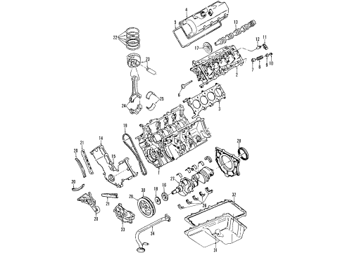 2001 Ford Mustang Engine Parts, Mounts, Cylinder Head & Valves, Camshaft & Timing, Oil Pan, Oil Pump, Balance Shafts, Crankshaft & Bearings, Pistons, Rings & Bearings Rear Mount Diagram for 1R3Z-6068-AA