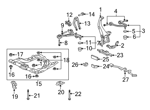 2008 Acura RL Front Suspension Components Fork, Right Front Shock Absorber Diagram for 51811-SJA-000