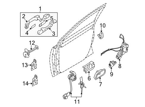 2006 Hyundai Accent Front Door Power Window Main Switch Assembly Diagram for 93570-1E100