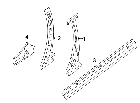 2013 Nissan Altima Center Pillar & Rocker Reinforcement-Sill Outer, RH Diagram for G6424-3TAMA