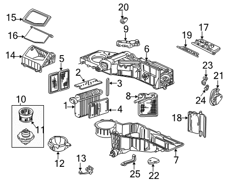 2000 Chevrolet Tahoe Air Conditioner Hose, Auxiliary A/C Evaporator Diagram for 15043170