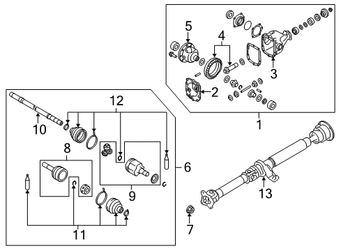 2014 Nissan GT-R Carrier & Front Axles Shaft Rear PROPELLER Diagram for C7300-6AV0A