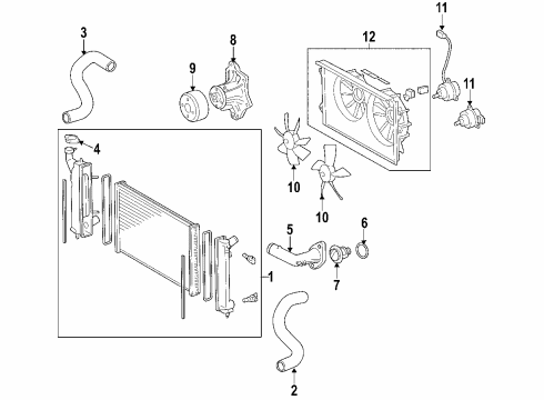 2010 Scion tC Cooling System, Radiator, Water Pump, Cooling Fan Fan Shroud Diagram for 16711-28170