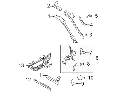 2020 Ford Transit-350 Hinge Pillar Lower Reinforcement Insulator Diagram for BK3Z-61023A60-A